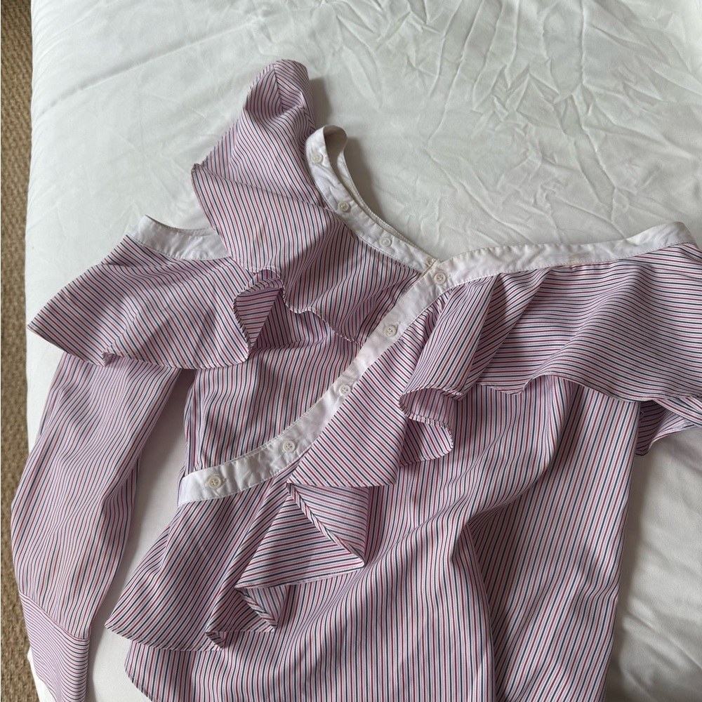 Striped Ruffle Off-Shoulder Blouse